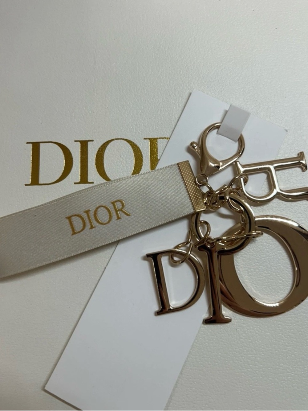NIB Dior Gold Lucky Logo Keyring Charm VIP GWP